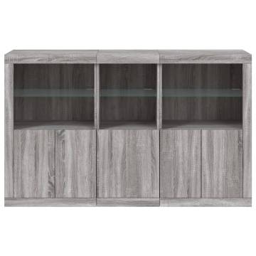 Modern Sideboard with LED Lights - Grey Sonoma 162x37x100 cm