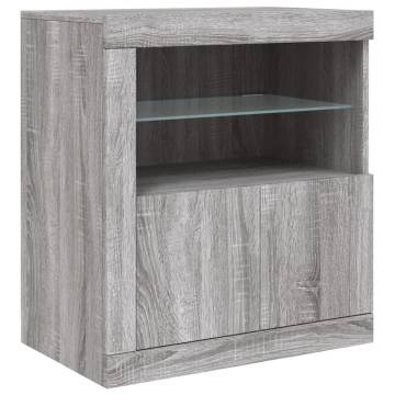 Modern Grey Sonoma Sideboard with LED Lights - 283x37x67cm