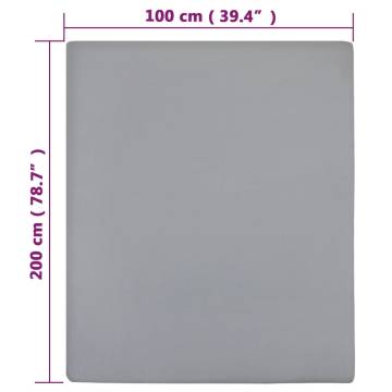 Jersey Fitted Sheet Grey 100x200 cm Cotton | Hipo Market