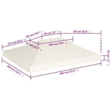 Gazebo Cover Canopy Replacement Cream White 3x4m - 310 g/m²