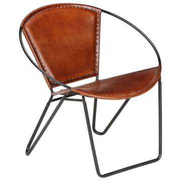 Chair Brown Real Leather - Stylish & Comfortable Design