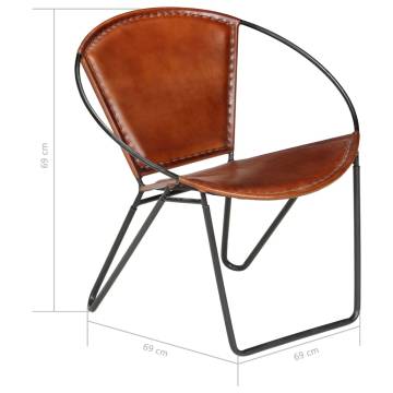 Chair Brown Real Leather - Stylish & Comfortable Design