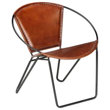 Chair Brown Real Leather - Stylish & Comfortable Design