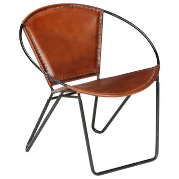 Chair Brown Real Leather - Stylish & Comfortable Design