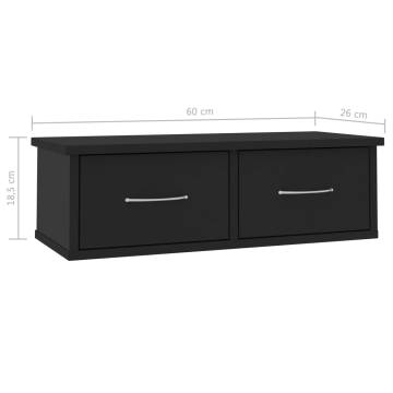 Wall-mounted Drawer Shelf Black - Stylish Storage Solution