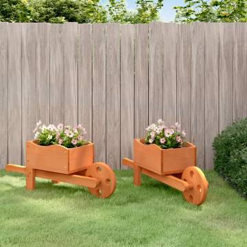 Wooden Wheelbarrow Planters - 2 Pcs | HipoMarket UK