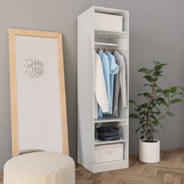 High Gloss White Wardrobe - 50x50x200 cm Engineered Wood