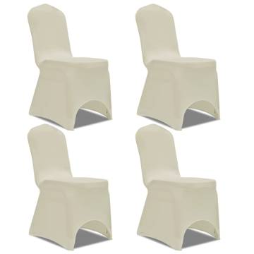 Cream Stretch Chair Cover Set - 4 pcs for Events | HipoMarket