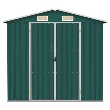 Galvanised Steel Garden Shed Green - 205x129x183 cm