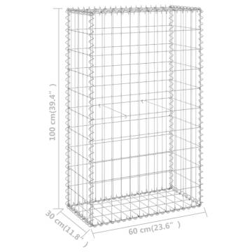 Galvanised Steel Gabion Wall with Covers - 60x30x100 cm