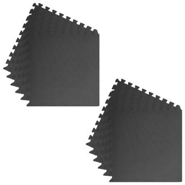 Floor Mats 12 pcs EVA Foam Black - Soft & Durable | Hipomarket