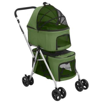 2-Layers Folding Dog Stroller Green | Comfortable Pet Transport