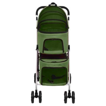 2-Layers Folding Dog Stroller Green | Comfortable Pet Transport