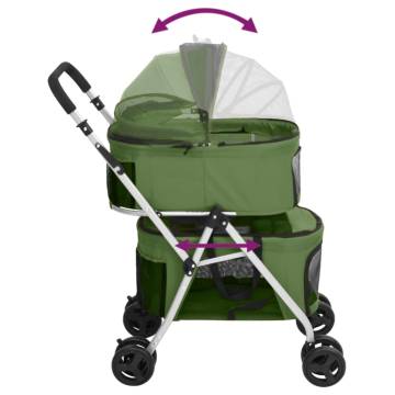 2-Layers Folding Dog Stroller Green | Comfortable Pet Transport