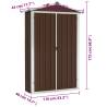 Durable Brown Garden Shed - 116x45x175 cm Galvanised Steel