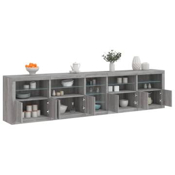 Modern Sideboard with LED Lights - Grey Sonoma 283x37x67 cm