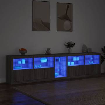 Modern Sideboard with LED Lights - Grey Sonoma 283x37x67 cm