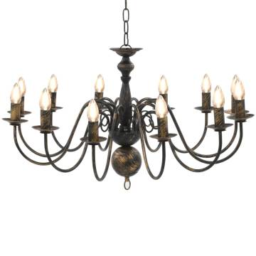 Chandelier Antique Black - 12 x E14 Bulbs | Hipomarket