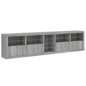 Modern Sideboard with LED Lights - Grey Sonoma 283x37x67 cm