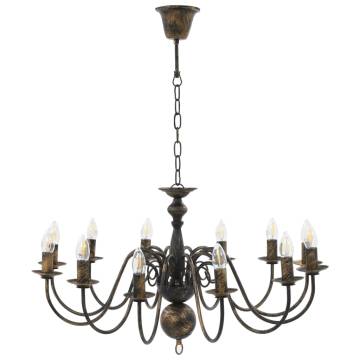 Chandelier Antique Black - 12 x E14 Bulbs | Hipomarket