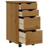 Rolling Cabinet with Drawers - MOSS Honey Brown Pine | HipoMarket