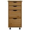 Rolling Cabinet with Drawers - MOSS Honey Brown Pine | HipoMarket