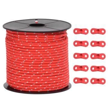 Durable Tent Guy Rope with Reflective Strips - 50m 4mm