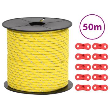 Tent Guy Rope with Reflective Strips - 50m Durable Utility Cord