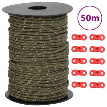 Durable Tent Guy Rope with Reflective Strips - 50m 3mm