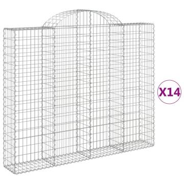 Arched Gabion Baskets - 14 pcs Galvanised Iron | HipoMarket