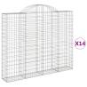 Arched Gabion Baskets - 14 pcs Galvanised Iron | HipoMarket