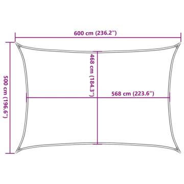 Sun Shade Sail Light Grey 6x5m - 100% Polyester Oxford