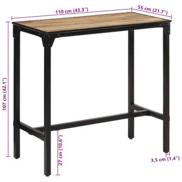 Bar Table 110x55x107 cm - Solid Rough Wood Mango | HipoMarket