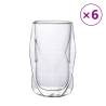 Double Wall Glass Cups - Set of 6, 450ml | HipoMarket UK