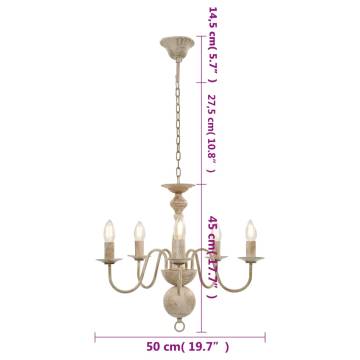 Antique White Chandelier - Elegant 5 x E14 Bulbs | Hipo Market