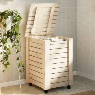 Laundry Basket with Wheels RANA - Solid Pine Wood | HipoMarket