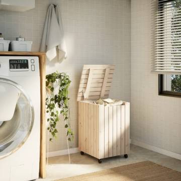 Laundry Basket with Wheels RANA - Solid Pine | Hipomarket