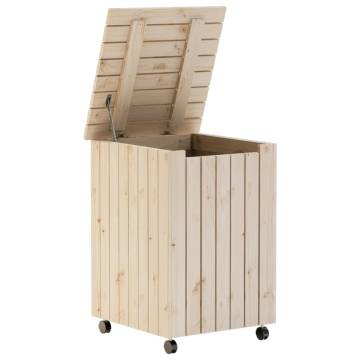 Laundry Basket with Wheels RANA - Solid Pine | Hipomarket