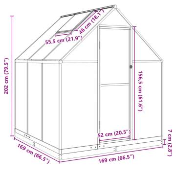 Anthracite Greenhouse with Base Frame - 169x169x202 cm