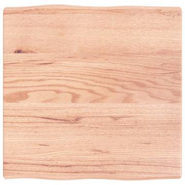 Solid Oak Live Edge Table Top - Light Brown 60x60 cm