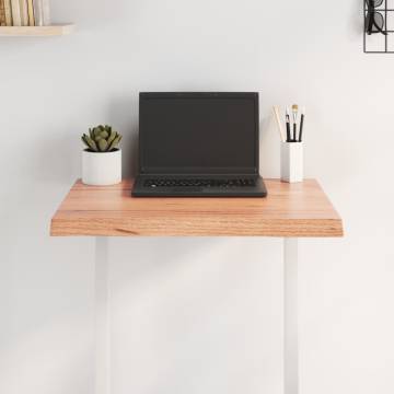 Solid Oak Live Edge Table Top - Light Brown 60x60 cm