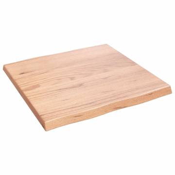 Solid Oak Live Edge Table Top - Light Brown 60x60 cm