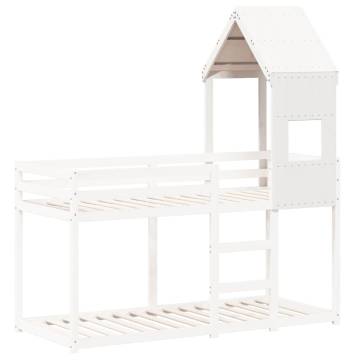 Kids' Bed Roof White - Fun Solid Pine Adventure Playhouse