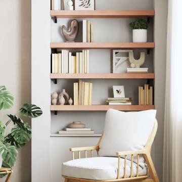 Rustic Wall Shelf in Light Brown Solid Oak - 80x30cm