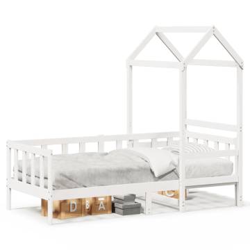 Stylish White Day Bed with Roof - Solid Pine - 90x190 cm