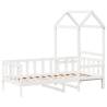 Stylish White Day Bed with Roof - Solid Pine - 90x190 cm