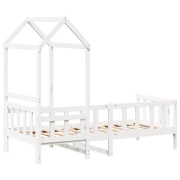 Stylish White Day Bed with Roof - Solid Pine - 90x190 cm