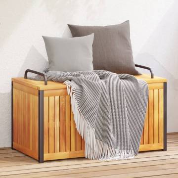 Outdoor Cushion Box - Solid Acacia Wood & Steel 85x45x45 cm