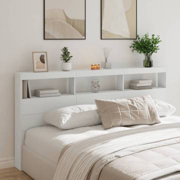 Stylish Headboard Cabinet with LED - Modern White Design