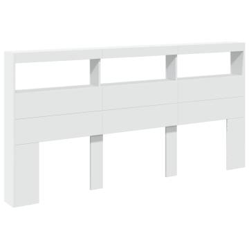 Stylish Headboard Cabinet with LED - Modern White Design